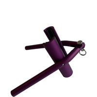 Purple metal stand on a white background